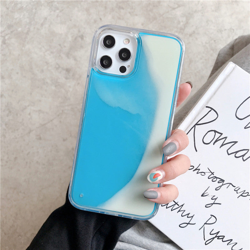 Solid Color Liquid Sand Case for iPhone 17 Pro Max, Glow-in-the-Dark Protective Cover for Apple 16, 15, 14 Full Coverage Foreign Trade Style