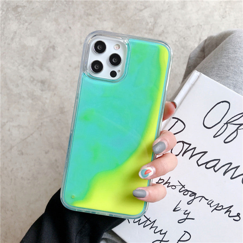 Solid Color Liquid Sand Case for iPhone 17 Pro Max, Glow-in-the-Dark Protective Cover for Apple 16, 15, 14 Full Coverage Foreign Trade Style