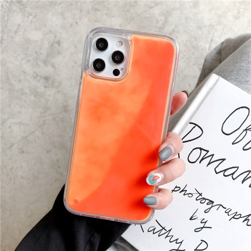 Solid Color Liquid Sand Case for iPhone 17 Pro Max, Glow-in-the-Dark Protective Cover for Apple 16, 15, 14 Full Coverage Foreign Trade Style